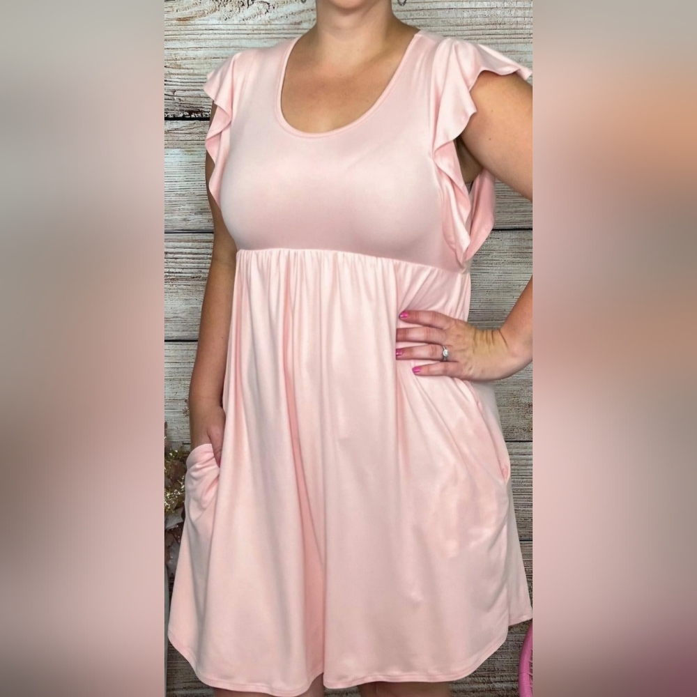 Pink ruffled baby doll dress
